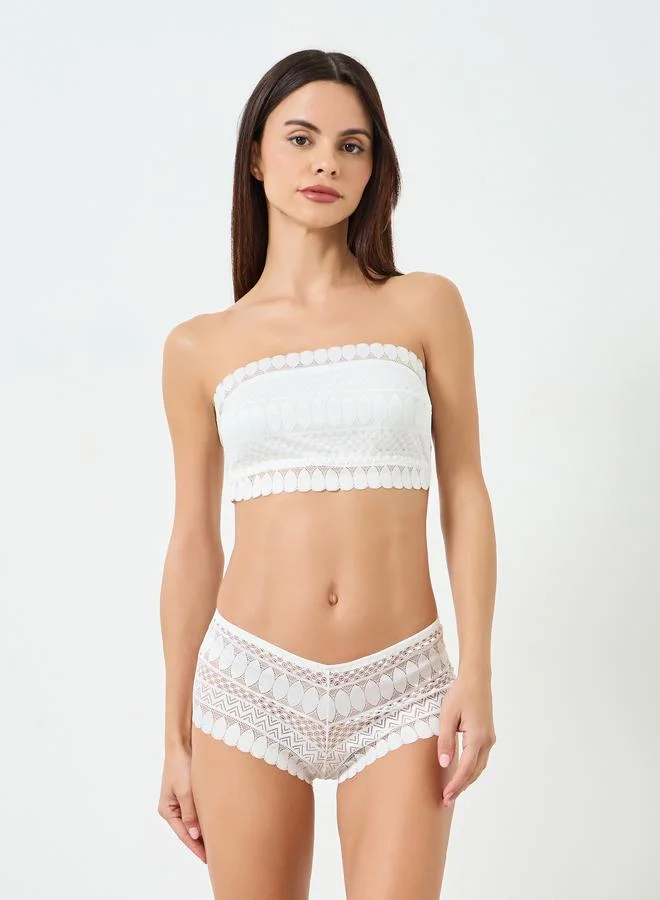 تايك تو طقم لانجري حمالة صدر دانتيل بدون حمالات وبدون أسلاك مع كيلوت